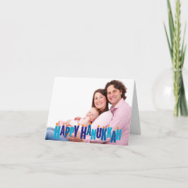 Cartão De Festividades Luzes de velas de Hanukkah Tonal Azul