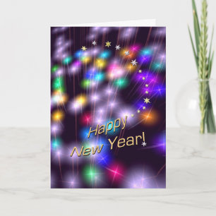 Cartão De Festividades Luzes do feliz ano novo