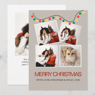 Cartão De Festividades Luzes Festivas de Natal em Cordão Multi-Foto