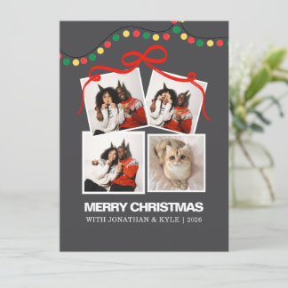 Cartão De Festividades Luzes Festivas de Natal Retro Multi Foto