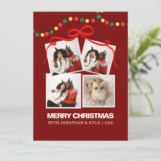 Cartão De Festividades Luzes Festivas de Natal Retro Multi Foto
