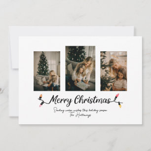 Cartão De Festividades Luzes Simples de Natal 3 Fotos de Natal