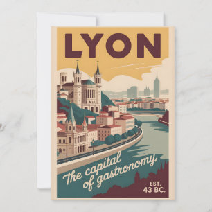Cartão De Festividades Lyon França Paisagem Urbana Retro Viagem