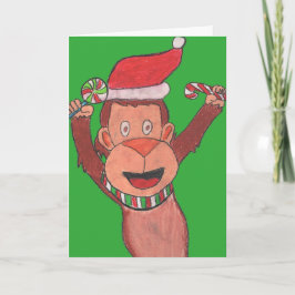 Cartão De Festividades Macaco do Natal