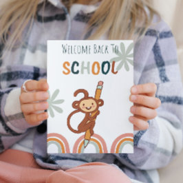 Cartão De Festividades Macaco giro de volta à escola
