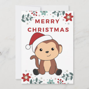 Cartão De Festividades Macaco Natal Neve Inverno Animais Macacos Feriado