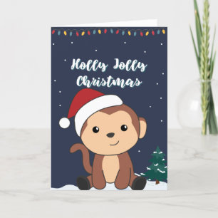 Cartão De Festividades Macaco Natal Neve Inverno Animais Macacos Festa