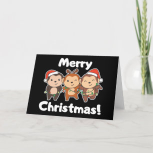 Cartão De Festividades Macacos de Natal Macacos Macacos Feliz Natal H