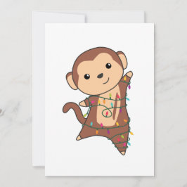 Cartão De Festividades Macacos Natal Neve Inverno Animais Macacos