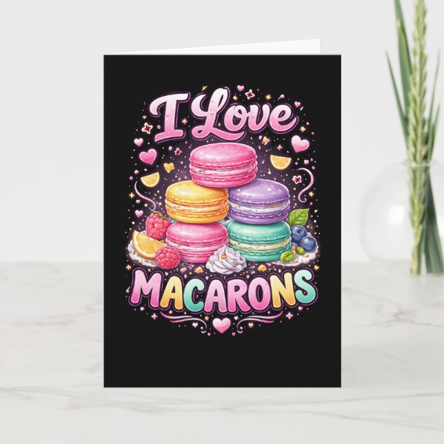 Cartão De Festividades Macarons de Amor Doce (Frente)