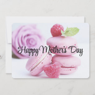 Cartão De Festividades Macarons de Framboesa Rosa Dia das Mães