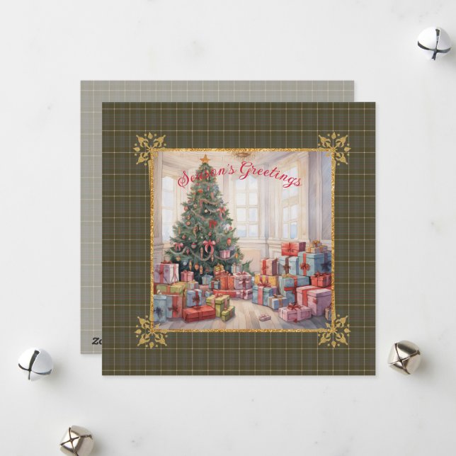 Cartão De Festividades MacIntyre Hunting W  Scottish Tartan Christmas (Frente/Verso In Situ)