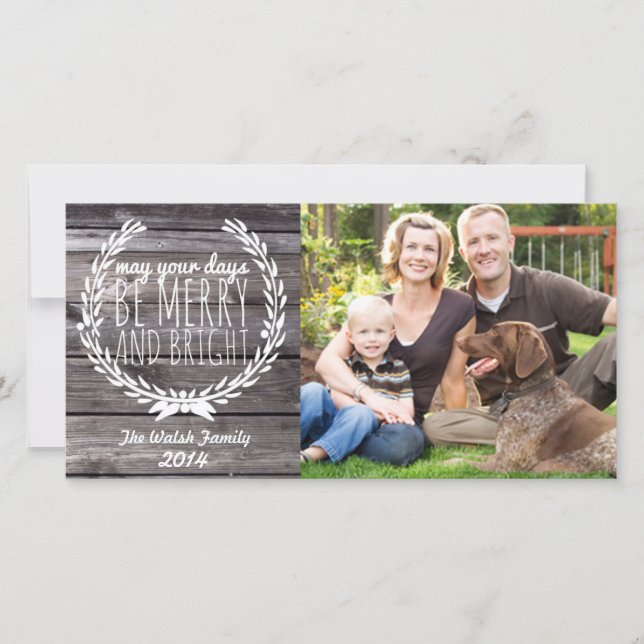 Cartão De Festividades Madeira rústica alegre & brilhante (Frente)