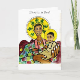 Cartão De Festividades Madona Negra e Filho