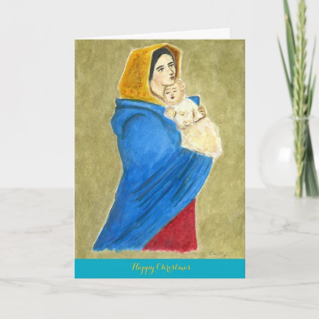 Cartão De Festividades Madonna and child Christmas card (Frente)