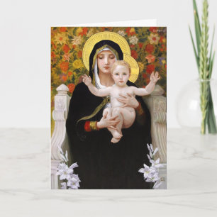 Cartão De Festividades Madonna and Child + White Lilies