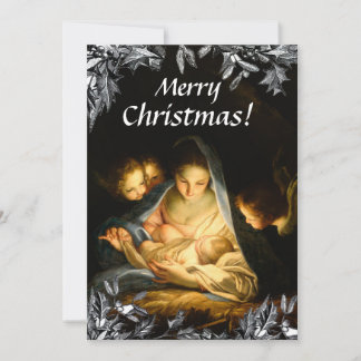 Cartão De Festividades Madonna Child ClassicArt Victorian Holly Natal