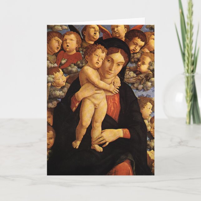 Cartão De Festividades Madonna e Child por Andrea Mantegna (Frente)