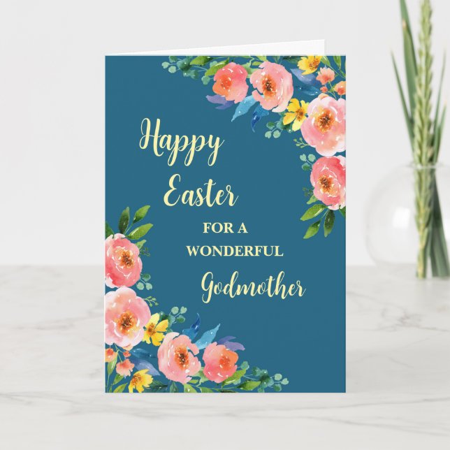 Cartão De Festividades Madrasta Felz pascoa das Flores da primavera (Frente)