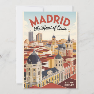 Cartão De Festividades Madrid Espanha Retrô Silhueta Urbana Viagem