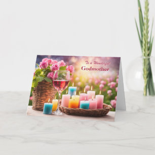 Cartão De Festividades Madrinha Feliz Dia das Mães com Flores Bonitas