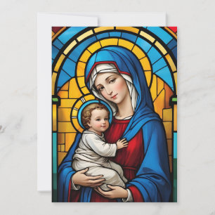 Cartão De Festividades Mãe Abençoada Maria e Menino Jesus - Virgem Maria