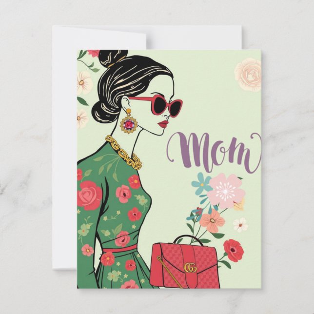 Cartão De Festividades Mãe de alta moda (Frente)