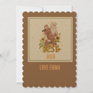 Cartão De Festividades "Mãe e Filha Entre Girassóis em Boho