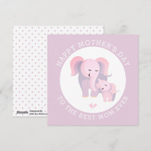 Cartão De Festividades Mãe elefante, Dia de as mães de lavanda
