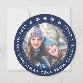 Cartão De Festividades Mãe Filha Marinho Azul Personalizado Natal