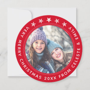 Cartão De Festividades Mãe Filha Vermelha Personalizável Feliz Natal