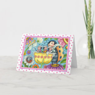 CARTÃO DE FESTIVIDADES MÃE LADYBUG E CRIANÇAS, TUBARÃO DE TULIP