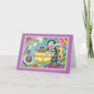 CARTÃO DE FESTIVIDADES MÃE LADYBUG E CRIANÇAS, TUBARÃO DE TULIP, BANHO H