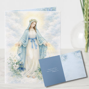 Cartão De Festividades Mãe Maria Religiosa Católica Aquarela Floral 