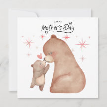 Mãe Urso e Filhote Feliz Dia das Mães
