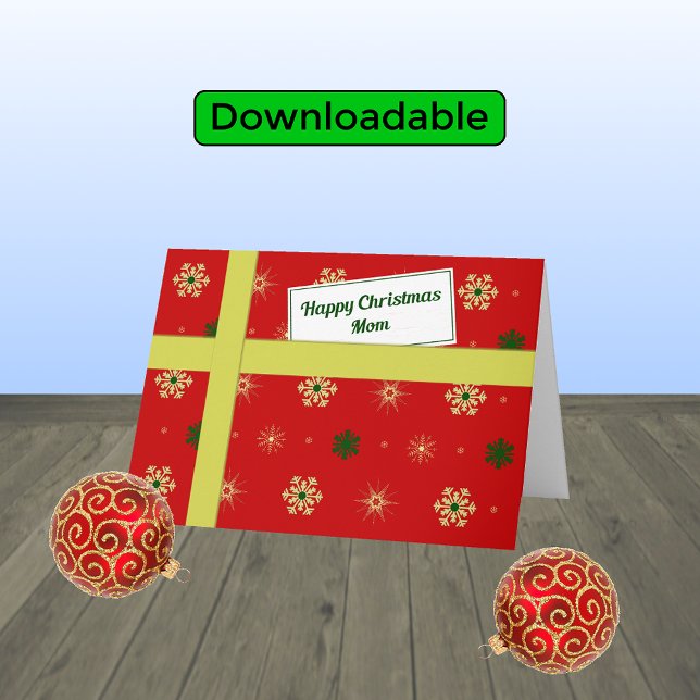 Cartão De Festividades Mãe vermelha de Natal moderno (Criador carregado)