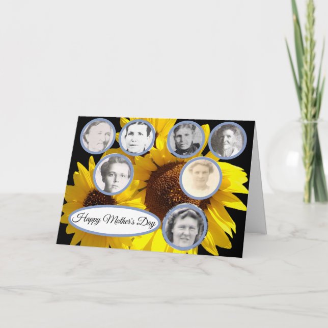 Cartão De Festividades Mães na família Sunflower Trio Black Dia de as mãe (Frente)