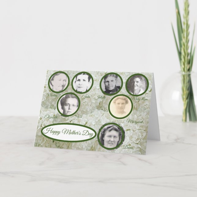 Cartão De Festividades Mães no Dia das Mães Floral Bola de Neve Família (Frente)