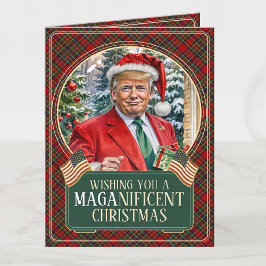 Cartão De Festividades MAGA Papai Noel Trump MAGAnífico Natal Dobrado