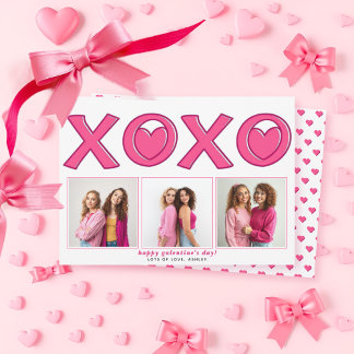Cartão De Festividades Magenta pink XOXO Galentines Day heart photo
