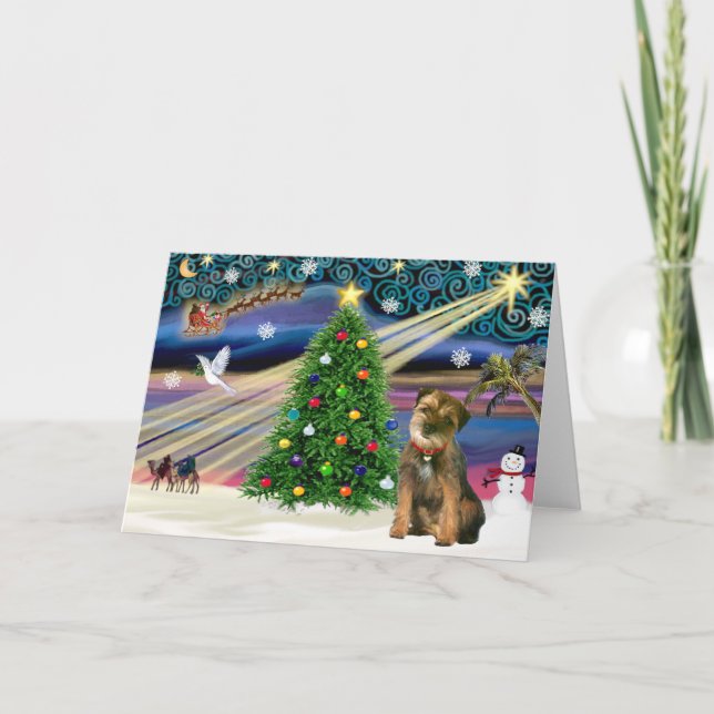 Cartão De Festividades Magia de Natal Border Terrier (Frente)