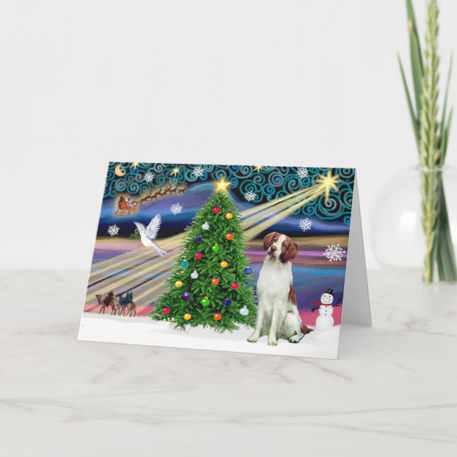 Cartão De Festividades Magic Brittany Spaniel (Frente)