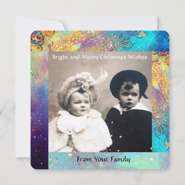 Cartão De Festividades MAGIC BUTTERFLY PLANANT DOURADO BLUE SPARKLES Nata (Frente)