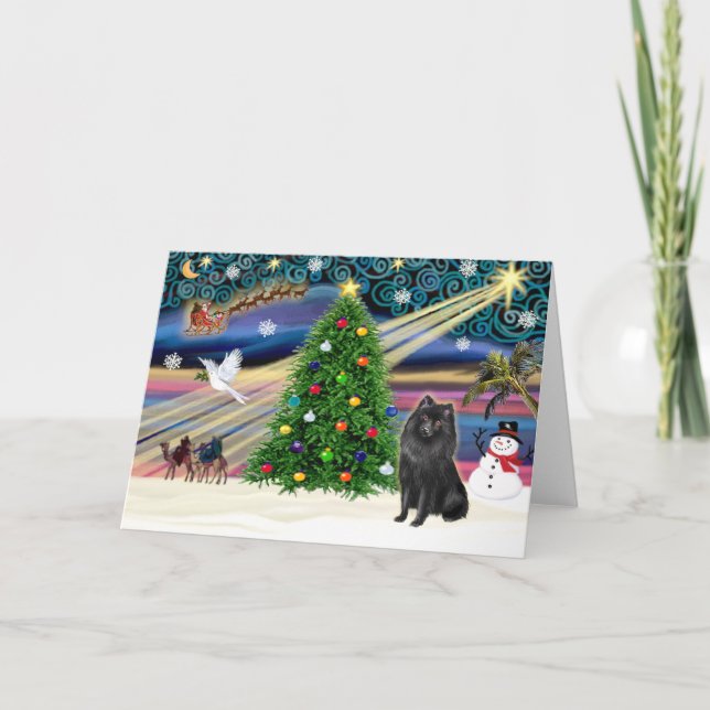 Cartão De Festividades Mágica de Natal Schipperke (Frente)