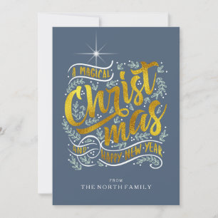 Cartão De Festividades Magical Christmas Typography Gold ID441