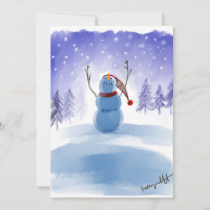 Cartão De Festividades Magical Wonderland Winter Snowman Scene