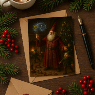 Cartão De Festividades Mágico Assistente de Papai Noel com Elves