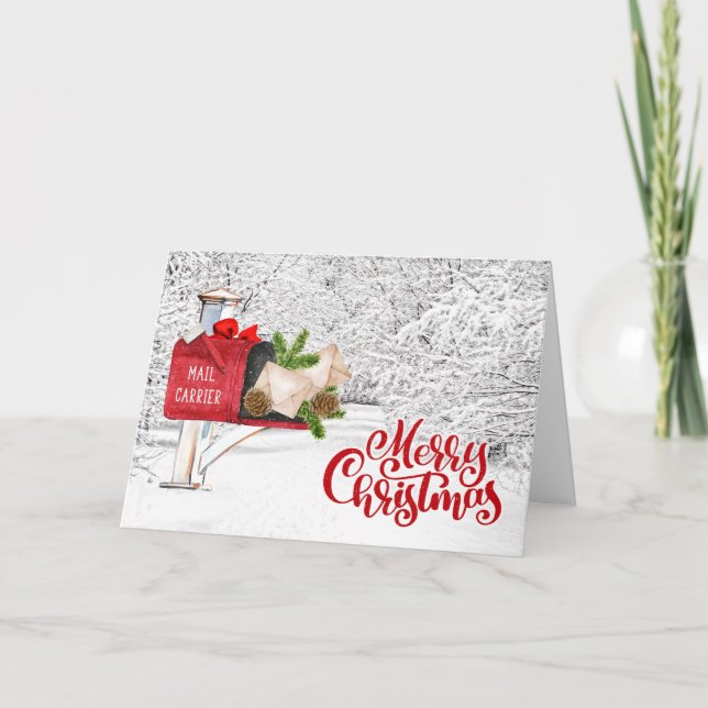 Cartão De Festividades Mail Carrier / Postal Worker Natal (Frente)