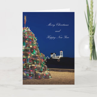 Cartão De Festividades Maine Ltos Trap Nubble Light Christmas Card Alto