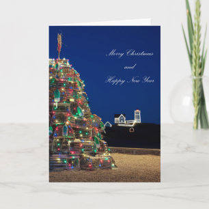 Cartão De Festividades Maine Ltos Trap Nubble Light Christmas Card Alto